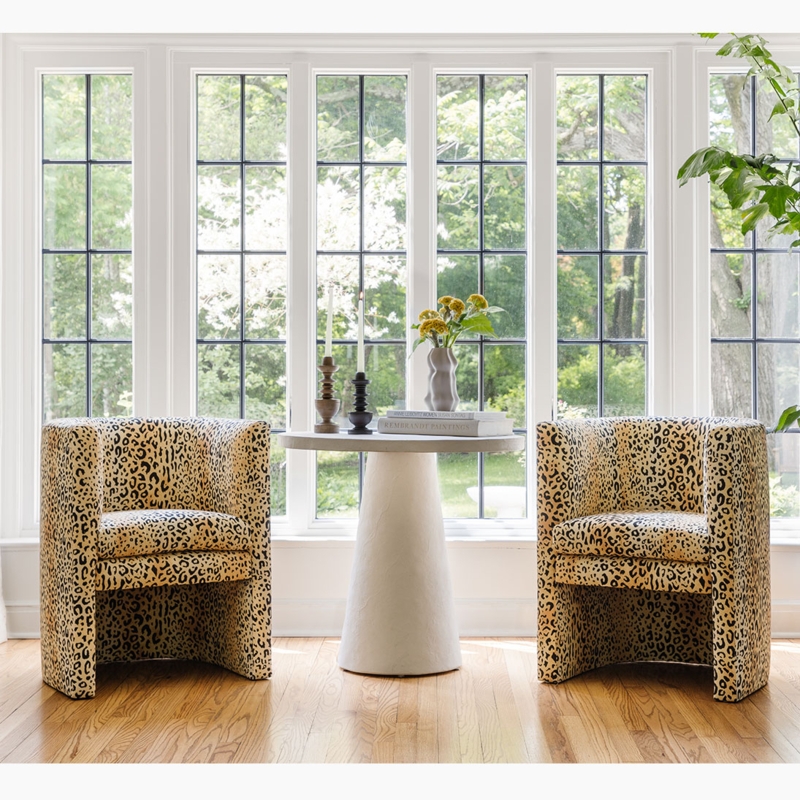 Chair, Leopard Print, Wrap-Around Base, Leopard Print Dining Chairs