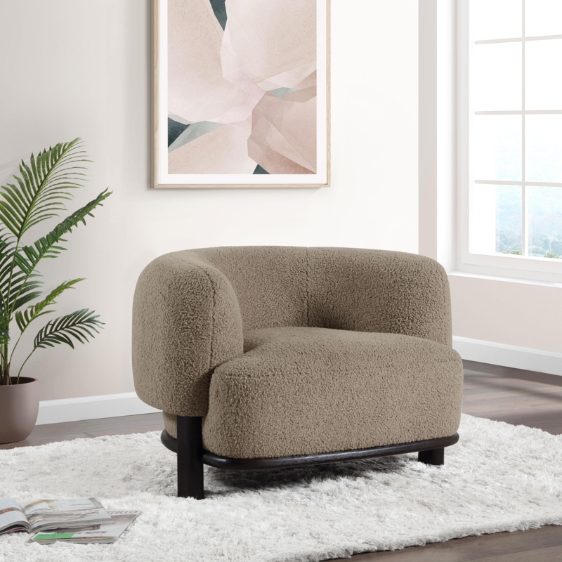 Chair, Mushroom Boucle, Chunky Silhouette, Mushroom Boucle Accent Chair