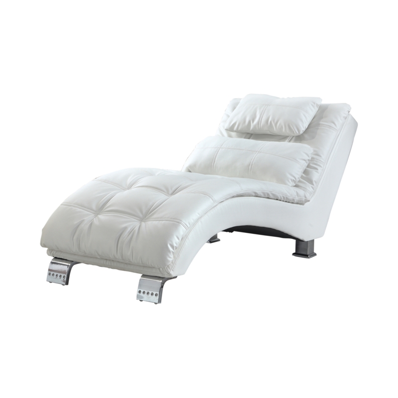 Chaise Longue: S-Curved Silhouette, Double Pillow Back, Wide Chrome Legs