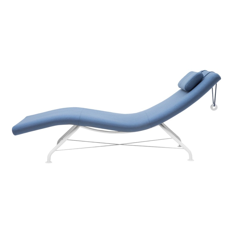 Chaise Longue S-Curved Steel Blue Counterbalance Ring Wire Base