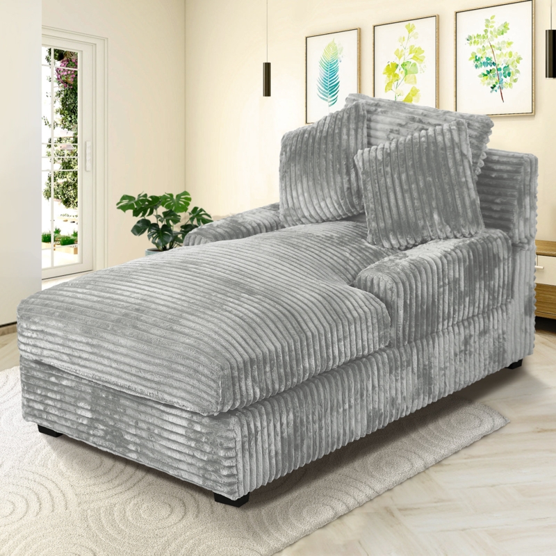 Chaise Lounge, Adjustable Backrest, Gray Ribbed Texture, Textured Seating