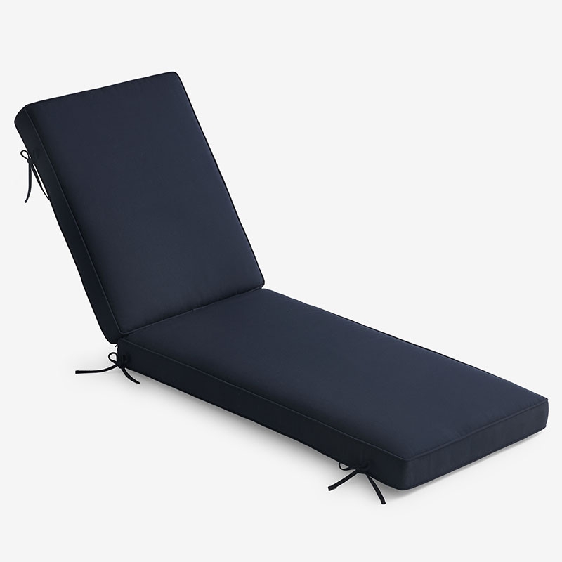 Chaise Lounge Cushion Navy Sunbrella Fabric Hinged Design Tie Down Straps