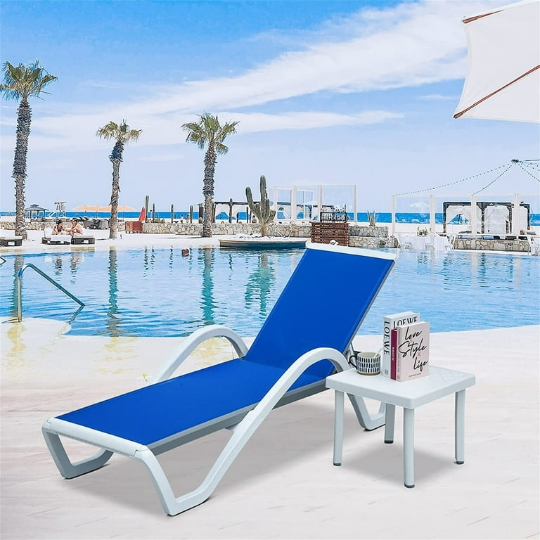 Chaise Lounge featuring Cobalt Blue Mesh and S-Curved Base