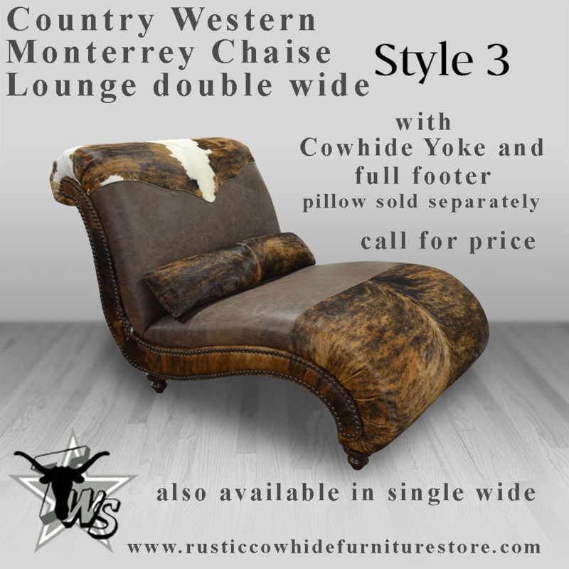 Chaise Lounge, Leather-Like, Cowhide Yoke, Brindle Footer, Western Double