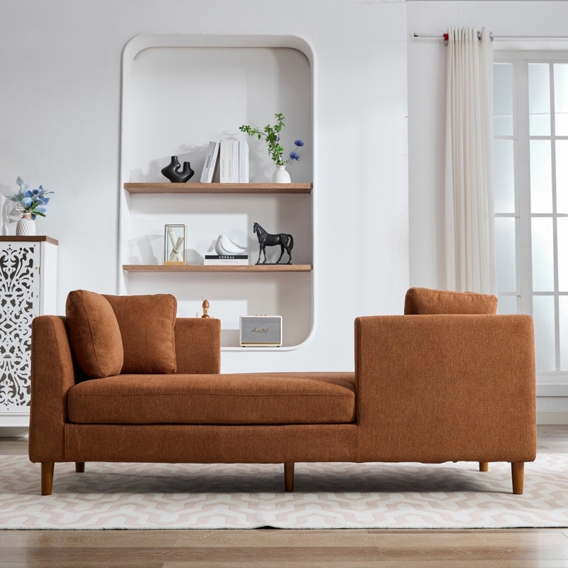 Chaise Lounge, Rust Brown, Double Sided Backrest, Offset Seating, Daybed