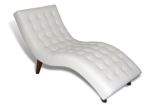Chaise Lounge: S-Curve Profile, Grid Quilting, Tapered Wooden Feet