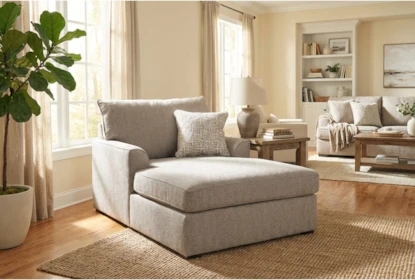 Chaise Lounge, Textured Woven Taupe, Deep Track Arm
