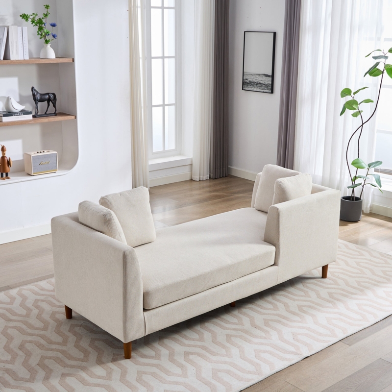 Chaise Lounge, Warm Cream Rectangular Frame, Double Sided, Minimalist