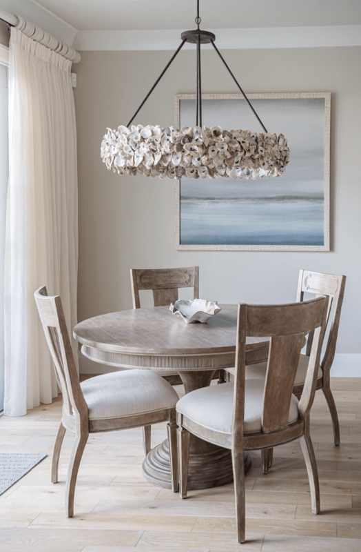 Chandelier Oyster Shell Halo Tripod Suspension Weathered Coastal Dining