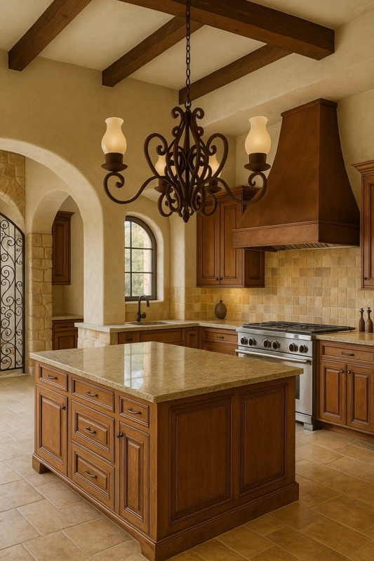 Chandelier Spanish Colonial Scroll Arms Frosted Glass Bell Shades