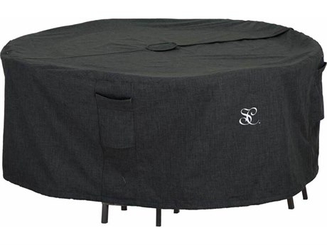 Charcoal Furniture Cover Woven Textile Logo Detail Umbrella Hole Round