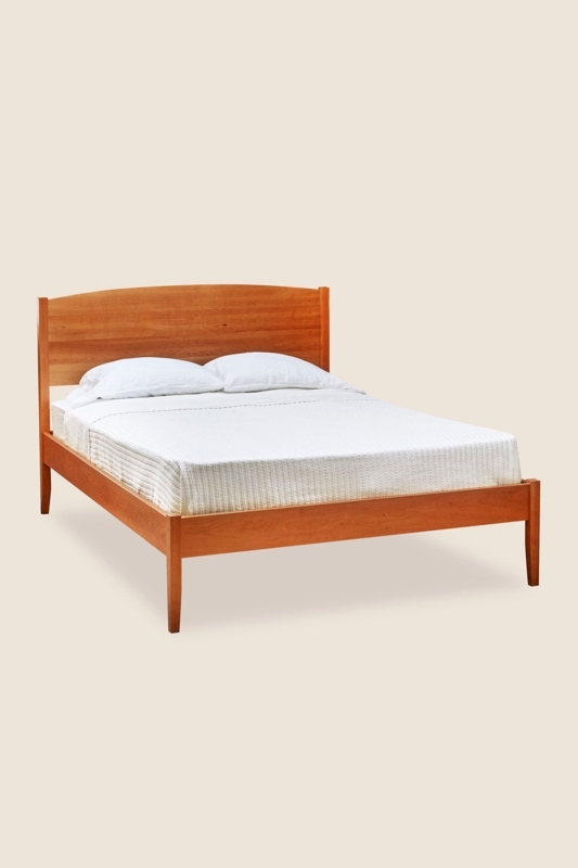 Cherry Wood Bed Frame with Arched Headboard and Low Profile Footboard