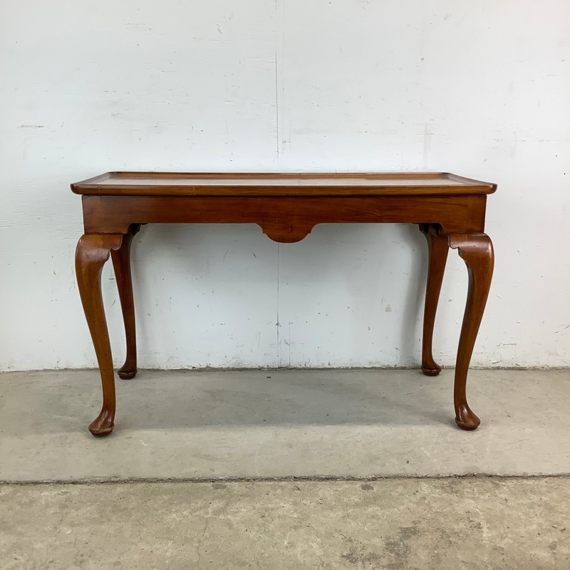 Cherrywood Entryway Table featuring Tray Top and Scalloped Pendant