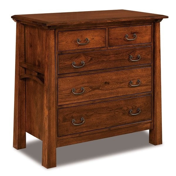 Chest Of Drawers Mission Style Solid Wood Side Slats Bail Pulls