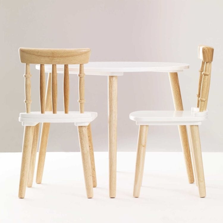 Children Furniture Set Spindle Back Dual Tone Round Tabletop Scandi