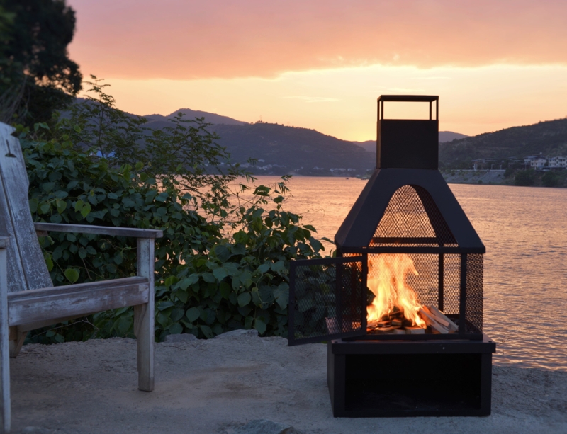Chiminea Matte Black Pyramid Top Log Storage Base
