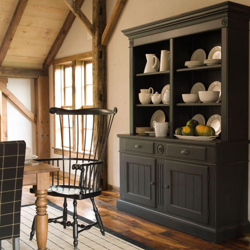 China Cabinet: Matte Black Open Hutch Display Storage