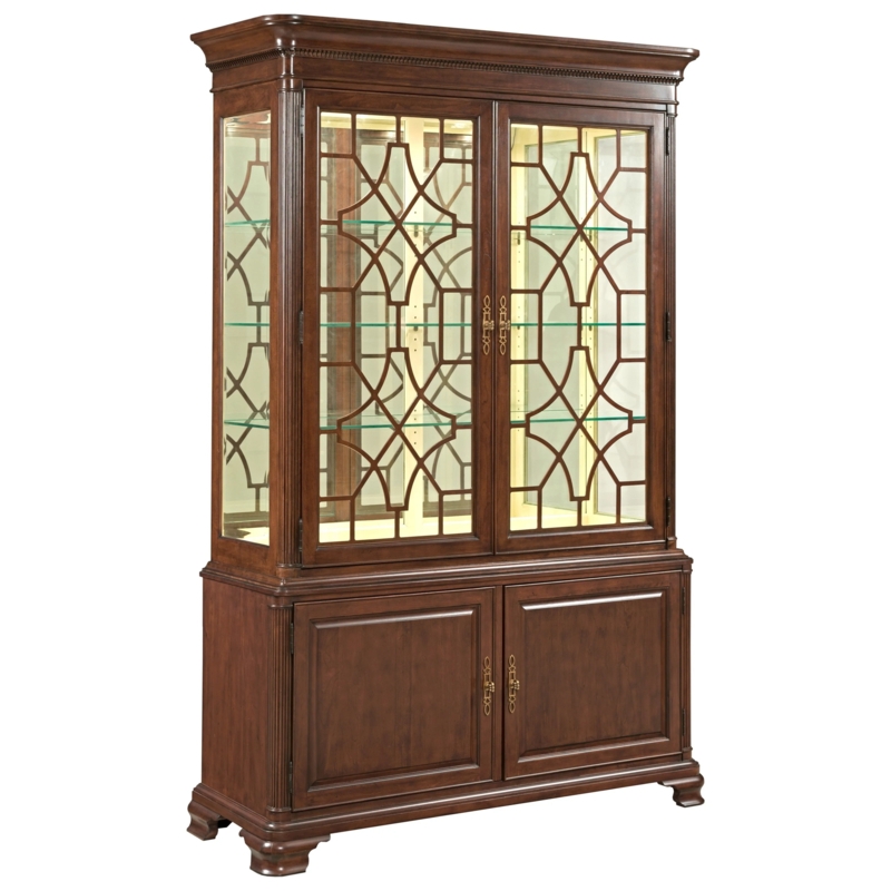 China Cabinet: Traditional Cherry Wood With Bun Feet
