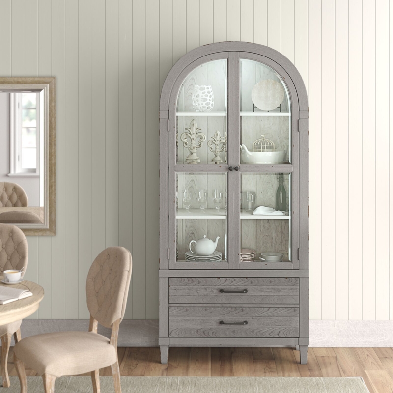 China Cabinet: Weathered Gray With Integrated Lighting