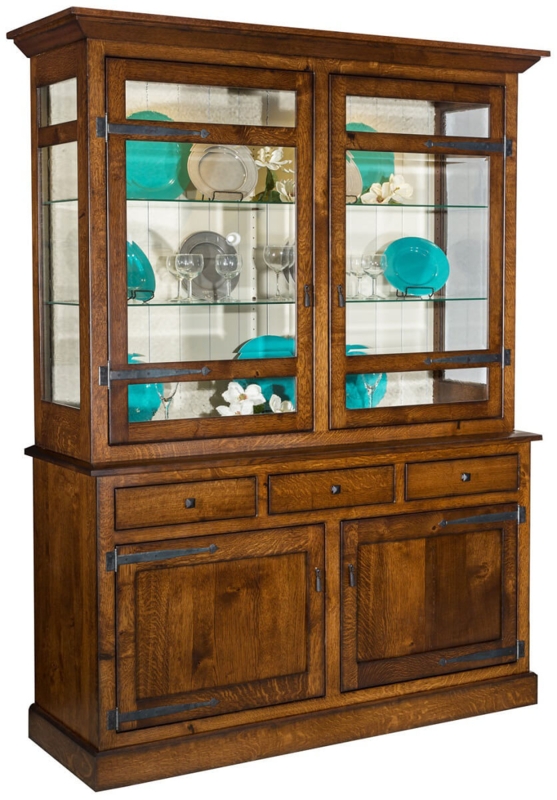 China Hutch Featuring Glass Side Panels And Shiplap Back