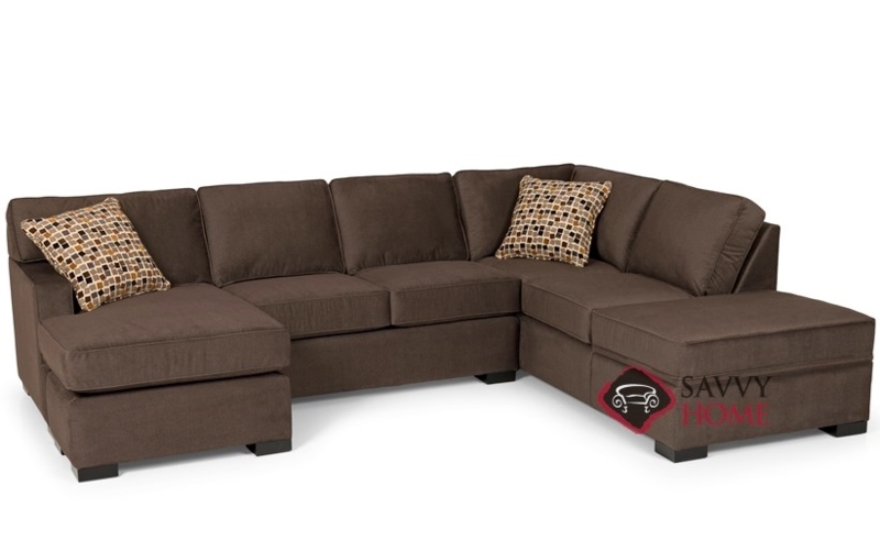 Chocolate Brown U-Shaped Sectional Sofa featuring Dual Chaise Lounges