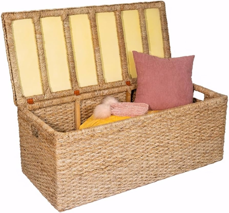 Chunky Seagrass Storage Trunk with Oversized Proportions