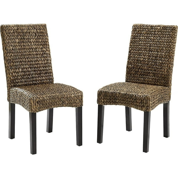 Chunky Woven Seagrass Parson Dining Chair Set