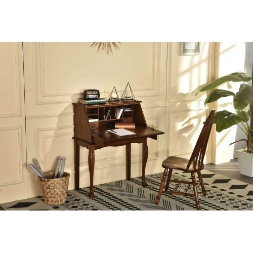 Classic Walnut Secretary Desk with Drop Leaf Surface