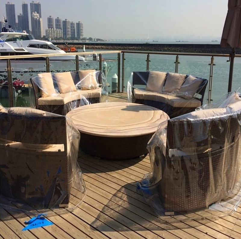 Clear Plastic Furniture Covers For Curved Wicker Sectionals