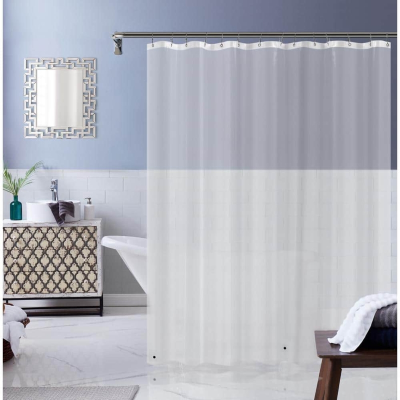 Clear Weighted Shower Liner, Magnetic Bottom, Heavy Duty & Waterproof.