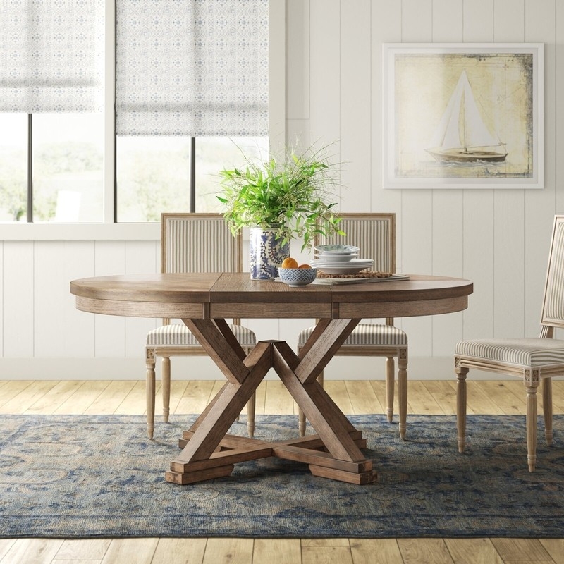 Coastal Dining Set featuring Ticking Stripe Chairs and X-Base Table