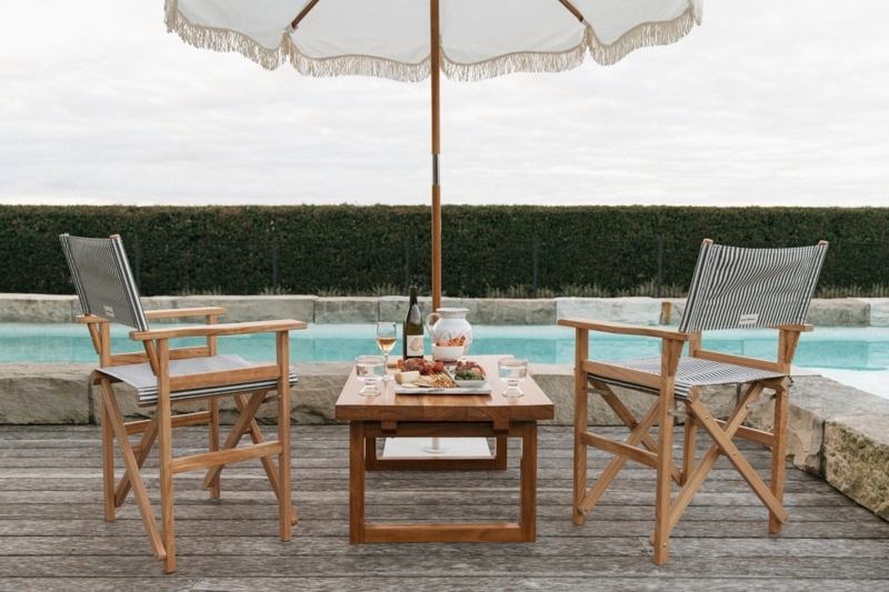Coastal Director's Chair with Navy Striped Canvas and Removable Fabric