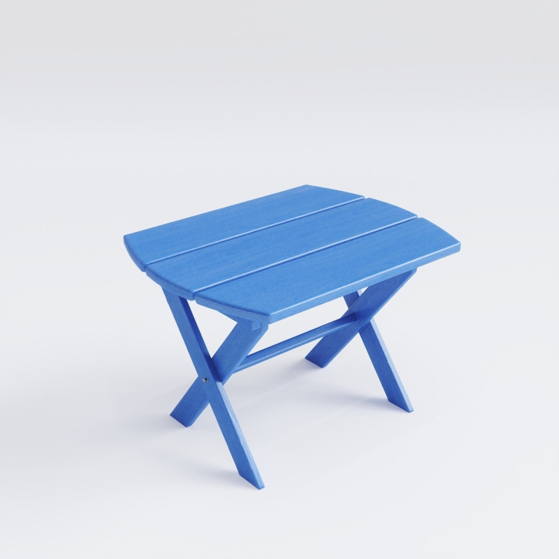 Coastal Slatted End Table in Royal Blue Composite Wood with X-Frame