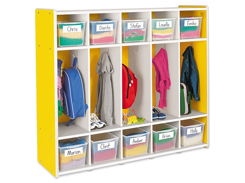 Coat Locker Sunny Yellow Ten Compartments Clear Bins Preschool Unit