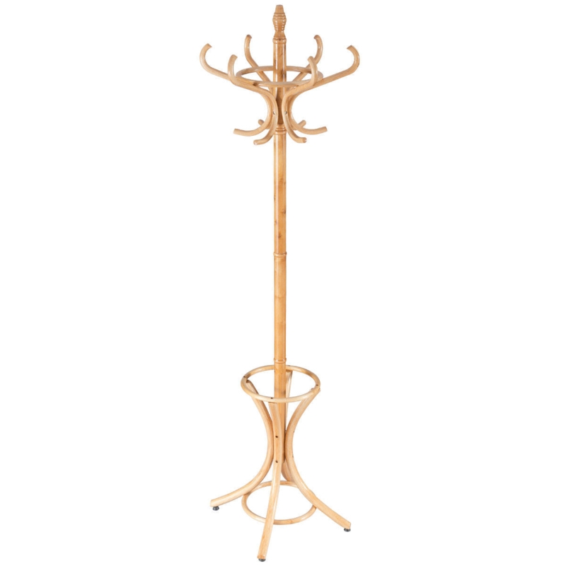 Coat Rack Classic Bentwood Frame with Natural Wood Satin Finish
