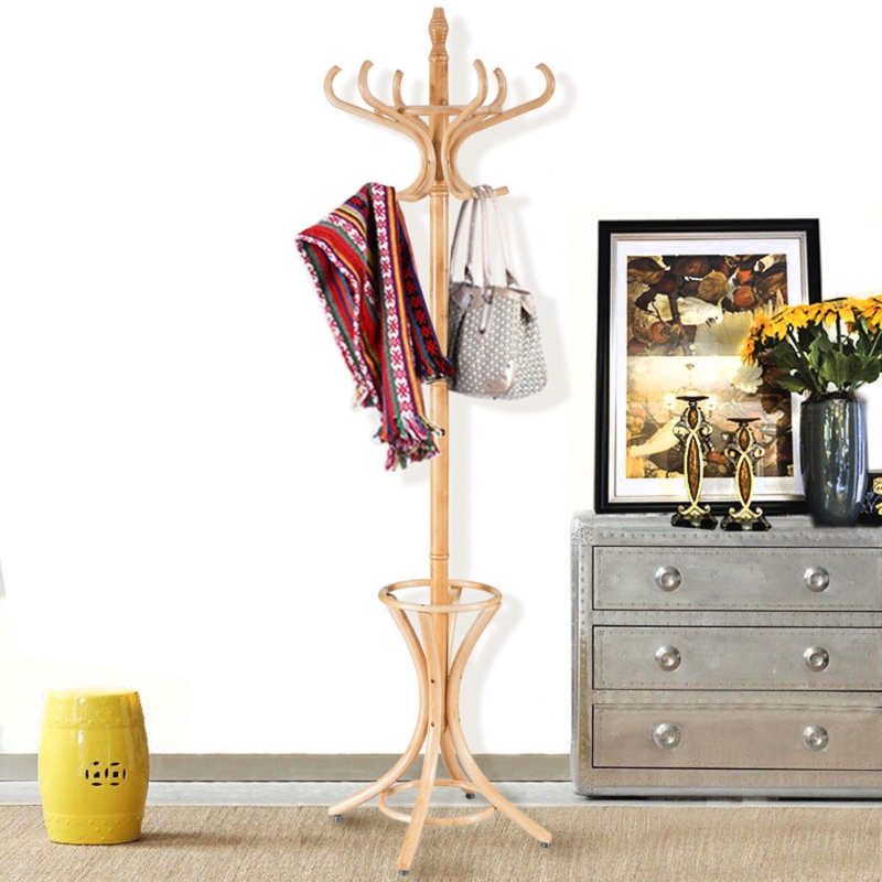 Coat Rack Freestanding with Twelve Hanging Points and Splayed Base