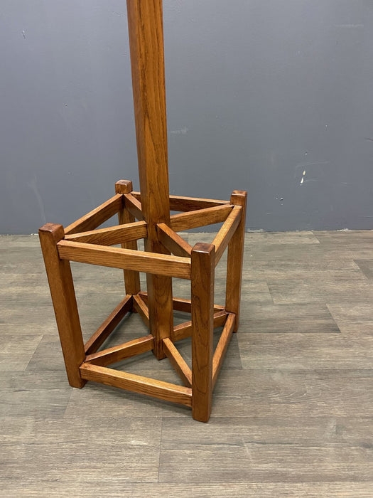 Coat Rack Mission Style Wood with Geometric Square Base