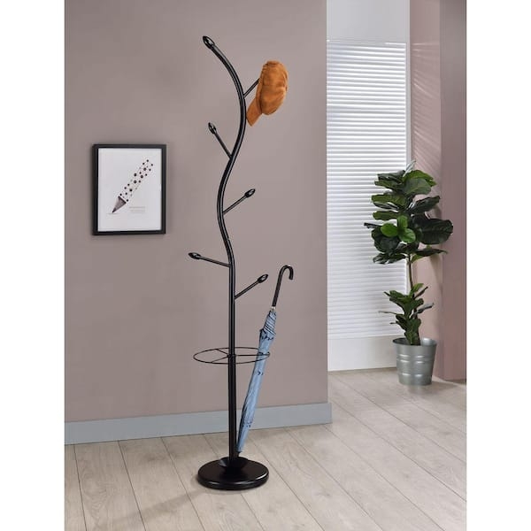 Coat Rack Modern Branch Silhouette in Matte Black Metal