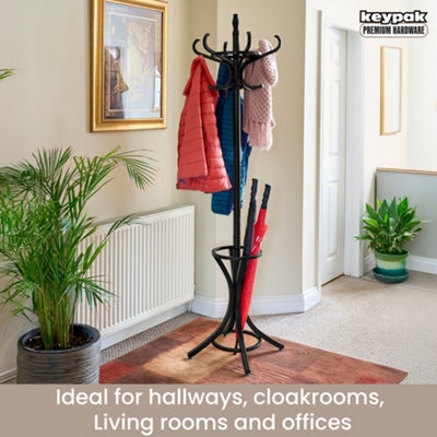 Coat Rack Tall Vertical Organizer with 12 Hook Capacity