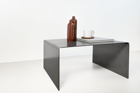 Coffee Table: Bent Sheet Metal Design in Raw Charcoal Gray