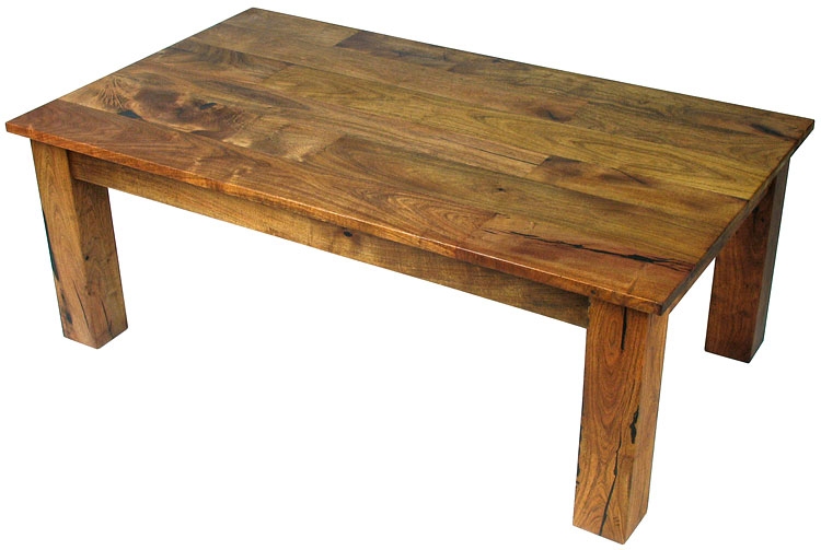 Coffee Table featuring Natural Wood Fissures and Chunky Legs