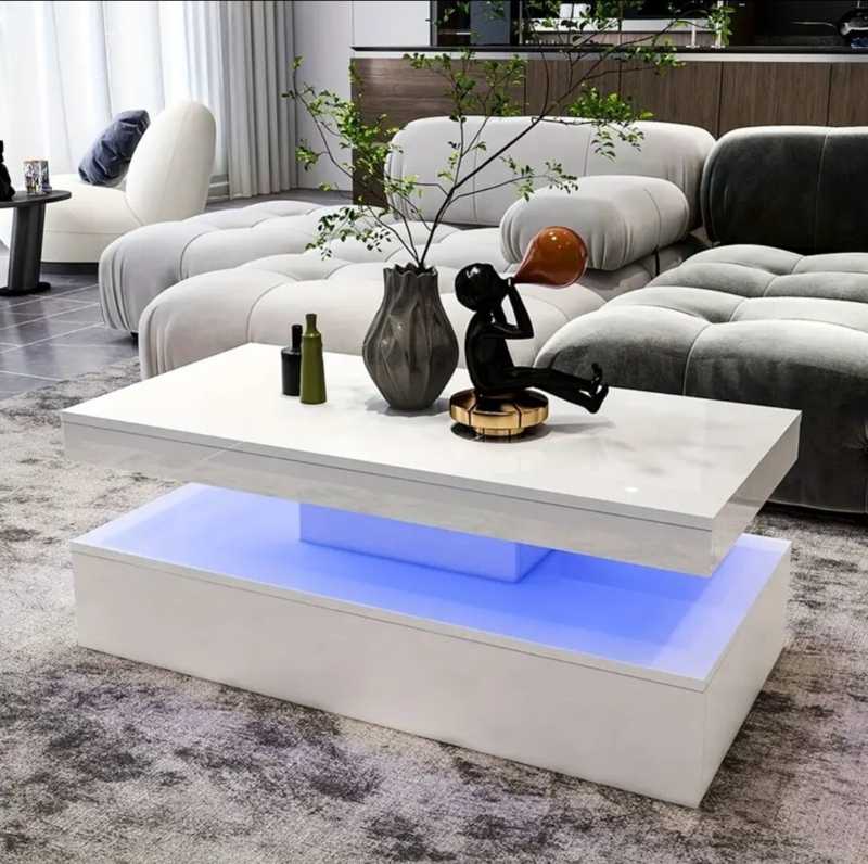 Coffee Table Floating Effect High Gloss LED Illuminated Tier