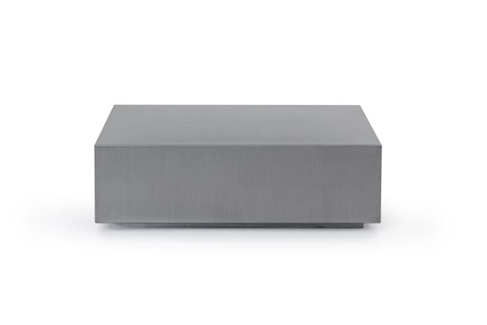 Coffee Table: Industrial Rectangular Plinth Base, Brushed Finish