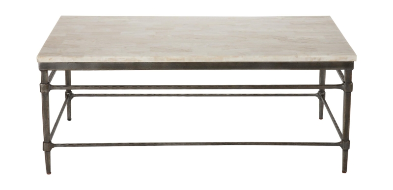 Coffee Table: Mosaic Stone Top Forged Metal Base Rectangular
