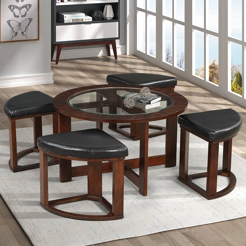 Round Coffee Table With Stools