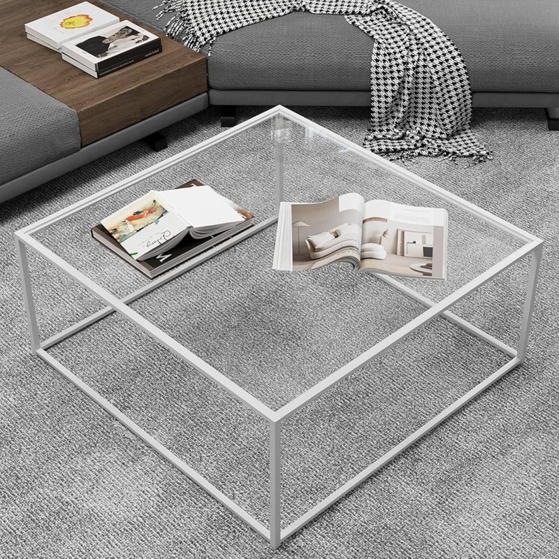 Square Glass Coffee Table Contemporary