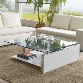 Coffee Table Ultra Modern White Glossy Base Cantilevered Design