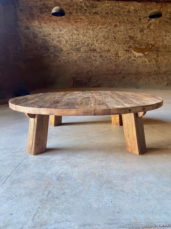 Coffee Table with Reclaimed Patina and Chunky Angled Legs