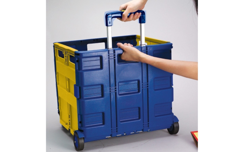 Collapsible Rolling Utility Crate in Royal Blue and Bright Yellow