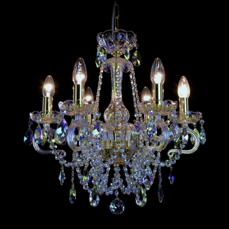 Colored crystal chandelier with 6 arms in the colors of the rainbow |  Bohemian glass